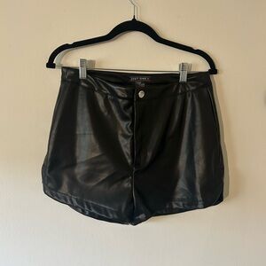 Just One Black High Waist Women's Faux-Leather Shorts